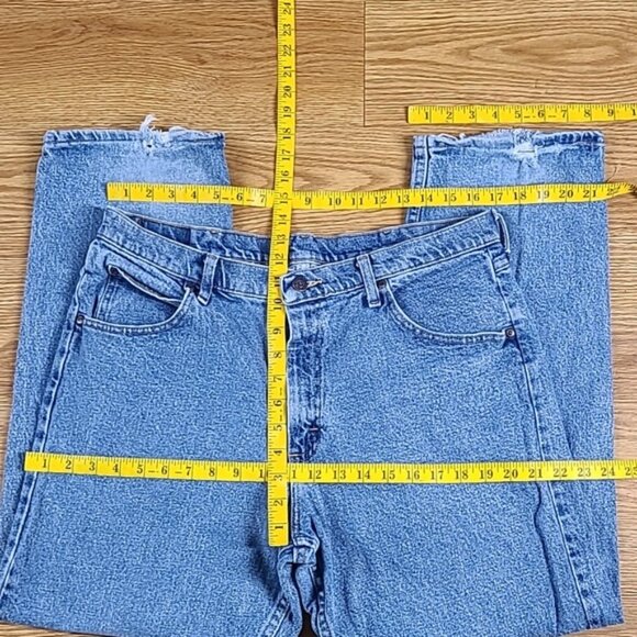 WRANGLER VINTAGE MENS 36x27 FADED STONE WASH STRAIGHT Y2K BLUE JEANS - Picture 3 of 8
